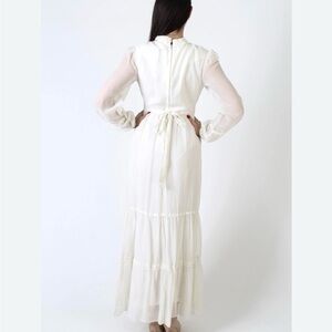 Gunne Sax Cream Maxi Dress with Lace Trim